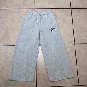 Zara Girls Sweatpants Kids Size‎ 8 Gray Wide Leg Fleece Lined Casual